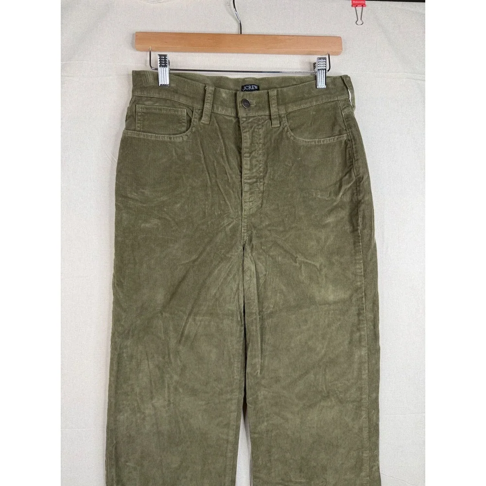 J. Crew Women's Wide Leg Corduroy Trouser Pants size 27 Olive Green CN715